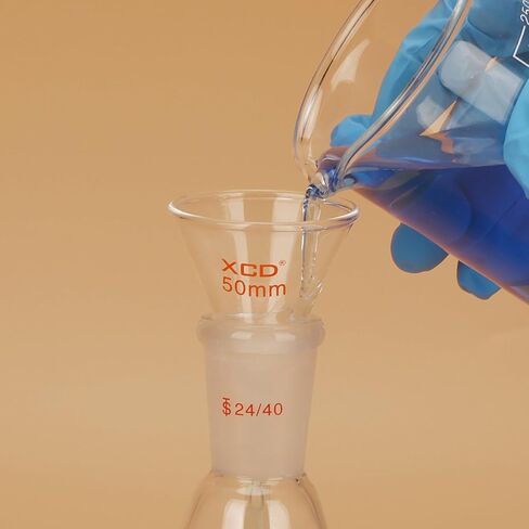 XCD Glass Funnel, Heavy Wall Short Stem Borosilicate Glass Funnel, 50mm Diameter, 50mm Stem Length, 2-Pack in Saudi Arabia