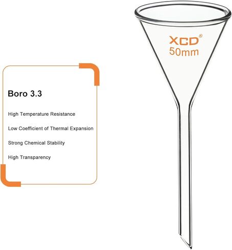 قمع زجاجي XCD، قمع زجاجي بوروسيليكات قصير الجدار ثقيل، قطر 50 مم، طول الجذع 50 مم، عبوتان in Saudi Arabia