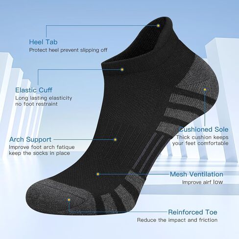 Men’s Athletic Socks Ankle Socks Cushioned Breathable Low Cut Tab Sports Running Socks for Women and Men in Saudi Arabia
