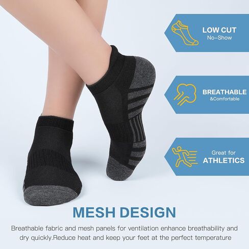 Men’s Athletic Socks Ankle Socks Cushioned Breathable Low Cut Tab Sports Running Socks for Women and Men in Saudi Arabia