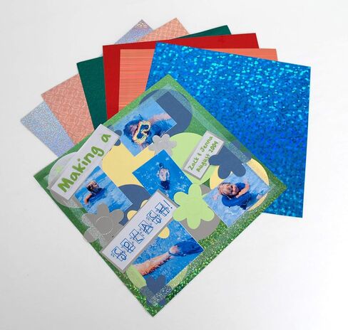 Grafix FUNKY 12X12 HOLOGRAPHIC ADHESIVE FILM-ASSORTED PACK OF 25 SHEETS, Colors may vary in Kuwait
