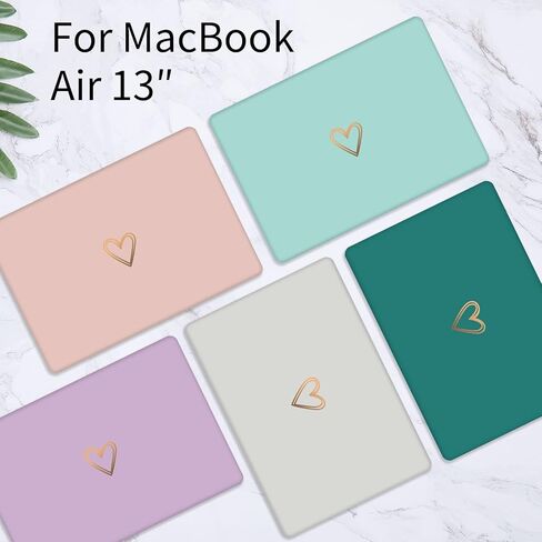Seorsok متوافق مع حافظة MacBook Air 13 بوصة 2020 2019 2018 إصدار A1932 A2179 M1 A2337 معرف اللمس، حافظة بلاستيكية صلبة بنمط قلب ذهبي وجذاب مع غطاء لوحة مفاتيح، لون بيج in Kuwait