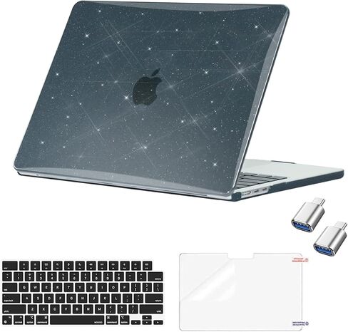 doeboe متوافق مع حافظة MacBook Air M2 مقاس 13.6 بوصة، لإصدار 2022 M2 A2681 فقط، هيكل صلب واقٍ شفاف مع غطاء لوحة مفاتيح وواقي شاشة ومحولين من النوع C إلى USB 3.0 أسود لامع in Kuwait
