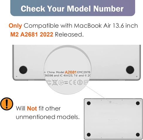 doeboe متوافق مع حافظة MacBook Air M2 مقاس 13.6 بوصة، لإصدار 2022 M2 A2681 فقط، هيكل صلب واقٍ شفاف مع غطاء لوحة مفاتيح وواقي شاشة ومحولين من النوع C إلى USB 3.0 أسود لامع in Kuwait