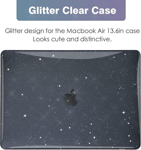 doeboe متوافق مع حافظة MacBook Air M2 مقاس 13.6 بوصة، لإصدار 2022 M2 A2681 فقط، هيكل صلب واقٍ شفاف مع غطاء لوحة مفاتيح وواقي شاشة ومحولين من النوع C إلى USB 3.0 أسود لامع in Kuwait