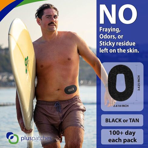 CGM Cover Tape (10pk) for Dexcom G6 - Adhesive Patches, Waterproof Strong Hold and Snug Fit for Diabetes Glucose Monitor | 10-14 Day Sensitive Skin Protection | USA (Black) in Saudi Arabia