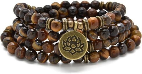 108 Healing Mala Beads Bracelet or Necklace with Gold Lotus Charm in Saudi Arabia