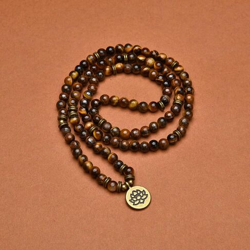 108 Healing Mala Beads Bracelet or Necklace with Gold Lotus Charm in Saudi Arabia
