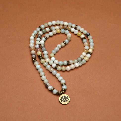 108 Healing Mala Beads Bracelet or Necklace with Gold Lotus Charm in Saudi Arabia