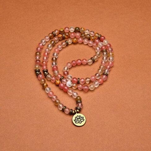 108 Healing Mala Beads Bracelet or Necklace with Gold Lotus Charm in Saudi Arabia