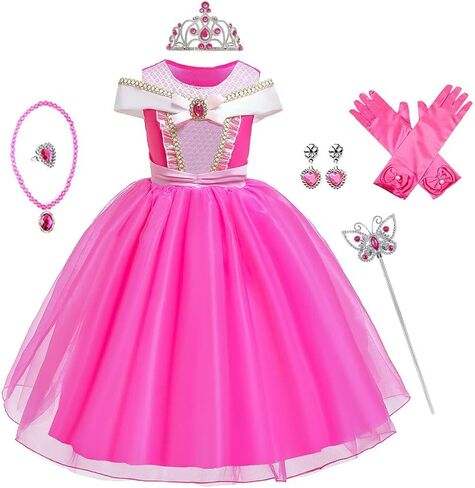 HIHCBF Girls Sleeping Beauty Costume Princess Birthday Christmas Party Halloween Carnival Fancy Dress Up (w/Accessories) in Saudi Arabia