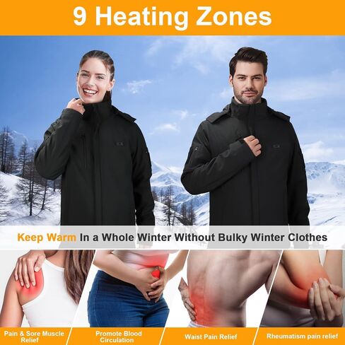 Heated Jacket,Winter Jackets For Men,Heated Jackets For Women Mens,Polar Fleece Heated Clothing,Winter Jackets Fashion Heated Coat,Heated Hoodie,Heated Womens Jacket,9 HeatingZone(NO BATTERY INCLUED) in Saudi Arabia