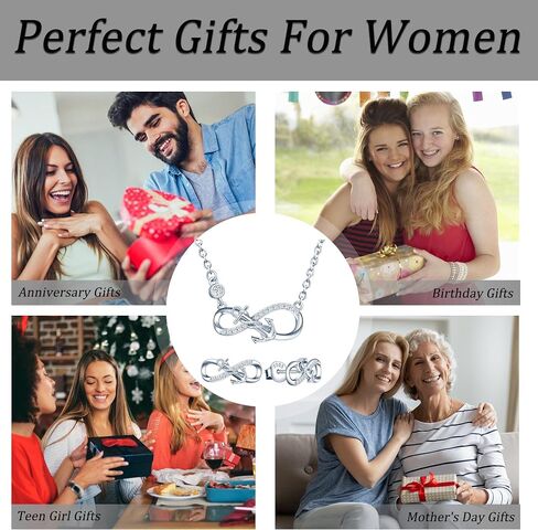 Yumilok Infinity Nautical Anchor Necklace Earring Set 925 Sterling Silver Earrings Studs Pendant Necklace Jewelry Set for Women Teen Girls Christmas Valentines Day Anniversary Mom Wife Birthday Gifts in Saudi Arabia