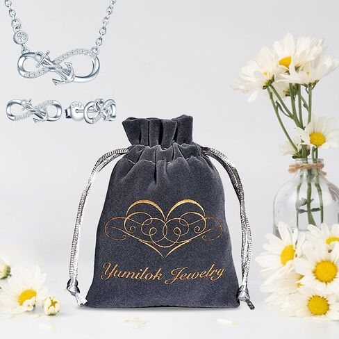 Yumilok Infinity Nautical Anchor Necklace Earring Set 925 Sterling Silver Earrings Studs Pendant Necklace Jewelry Set for Women Teen Girls Christmas Valentines Day Anniversary Mom Wife Birthday Gifts in Saudi Arabia