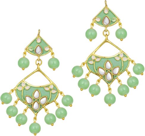 I Jewels 18k Gold Plated Indian Wedding Bollywood Kundan Meenakari Necklace Jewelry Set for Women in Kuwait