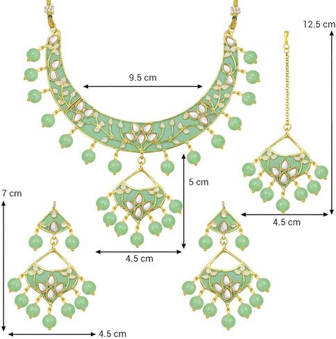 I Jewels 18k Gold Plated Indian Wedding Bollywood Kundan Meenakari Necklace Jewelry Set for Women in Kuwait
