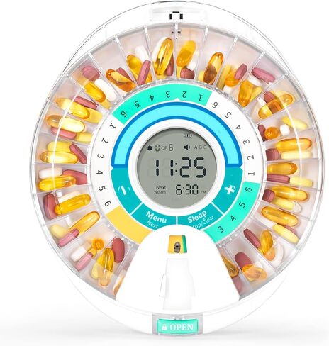 Automatic Pill Dispenser with Alarm, Electronic Monthly Pill Organizer for Elderly, Timed Pill Dispenser with Light/Sound Alarm, Locked Pill Box for Prescriptions and Supplement in Kuwait