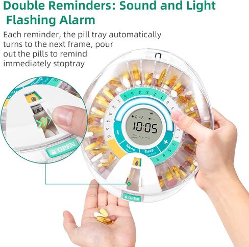 Automatic Pill Dispenser with Alarm, Electronic Monthly Pill Organizer for Elderly, Timed Pill Dispenser with Light/Sound Alarm, Locked Pill Box for Prescriptions and Supplement in Kuwait