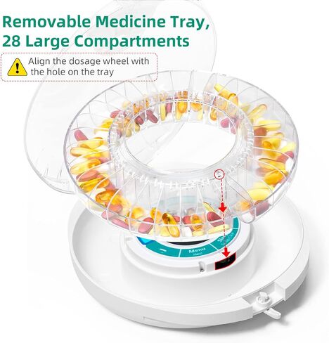 Automatic Pill Dispenser with Alarm, Electronic Monthly Pill Organizer for Elderly, Timed Pill Dispenser with Light/Sound Alarm, Locked Pill Box for Prescriptions and Supplement in Kuwait