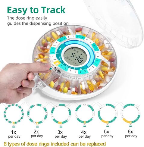 Automatic Pill Dispenser with Alarm, Electronic Monthly Pill Organizer for Elderly, Timed Pill Dispenser with Light/Sound Alarm, Locked Pill Box for Prescriptions and Supplement in Kuwait