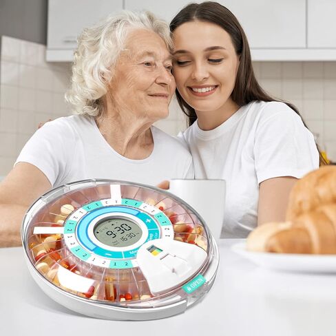 Automatic Pill Dispenser with Alarm, Electronic Monthly Pill Organizer for Elderly, Timed Pill Dispenser with Light/Sound Alarm, Locked Pill Box for Prescriptions and Supplement in Kuwait