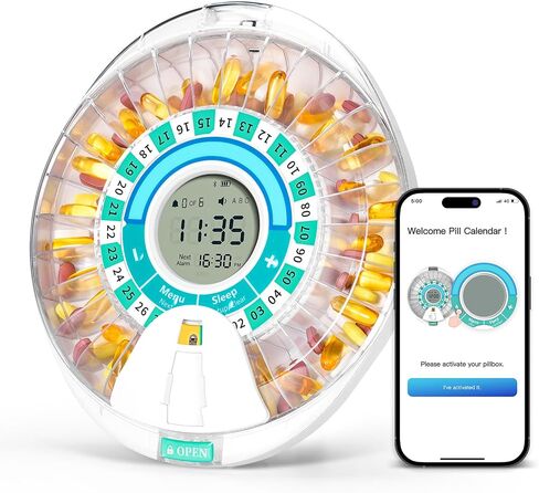 Automatic Pill Dispenser with Alarm, Electronic Monthly Pill Organizer for Elderly, Timed Pill Dispenser with Light/Sound Alarm, Locked Pill Box for Prescriptions and Supplement in Saudi Arabia