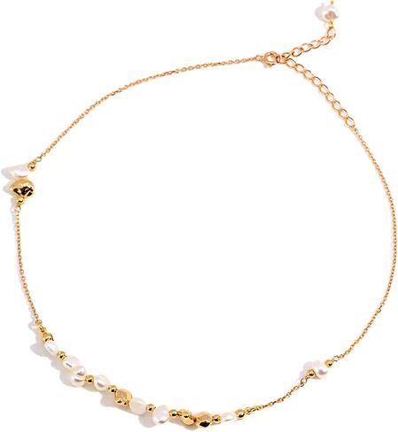Pearl Necklace for Women, Real 925 Sterling Silver with 18K Gold Plate Necklace in Saudi Arabia