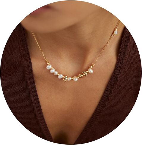 Pearl Necklace for Women, Real 925 Sterling Silver with 18K Gold Plate Necklace in Saudi Arabia