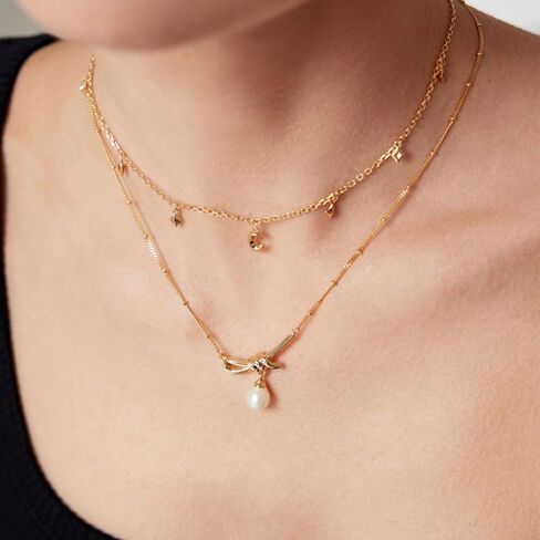 Pearl Necklace for Women, Real 925 Sterling Silver with 18K Gold Plate Necklace in Saudi Arabia