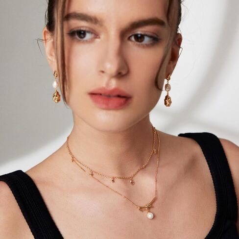 Pearl Necklace for Women, Real 925 Sterling Silver with 18K Gold Plate Necklace in Saudi Arabia