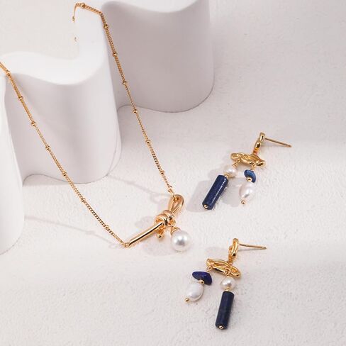 Pearl Necklace for Women, Real 925 Sterling Silver with 18K Gold Plate Necklace in Kuwait