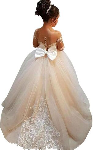 White Lace Flower Girl Dresses for Wedding Princess Pageant Dress KT202 in Saudi Arabia