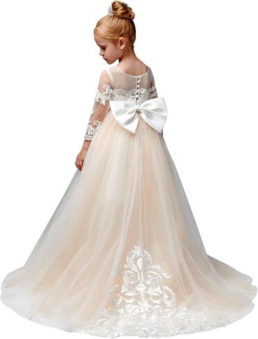 White Lace Flower Girl Dresses for Wedding Princess Pageant Dress KT202 in Saudi Arabia