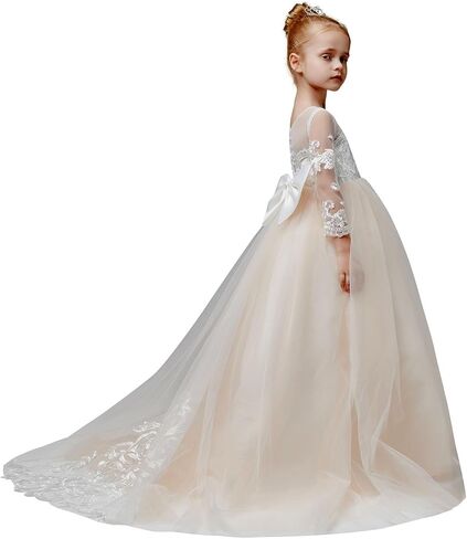 White Lace Flower Girl Dresses for Wedding Princess Pageant Dress KT202 in Saudi Arabia