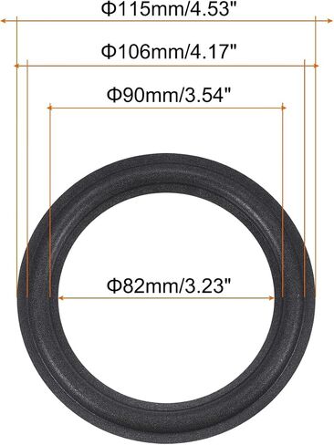 MECCANIXITY Rubber Speaker Foam Edge Surround Rings 4.5 Inch 82mm x 115mm Perforated Subwoofer Rings Replacement Parts for Speaker Repair or DIY Black 2 Pcs in Saudi Arabia