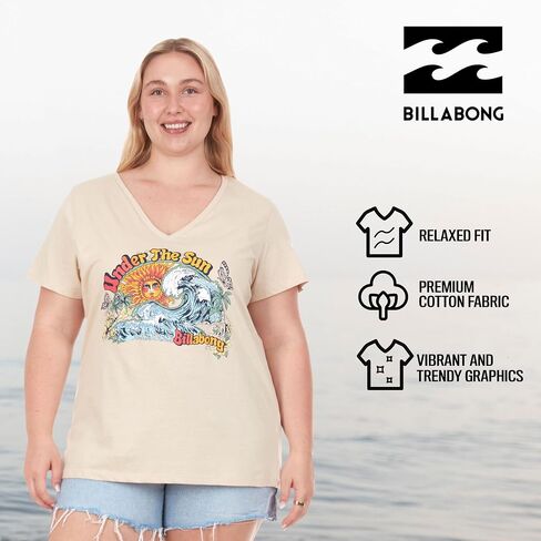 Billabong Plus Size Graphic Tees for Women - V Neck Womens Plus Size T Shirts, Oversized Plus Size Summer Tops for Women in Saudi Arabia