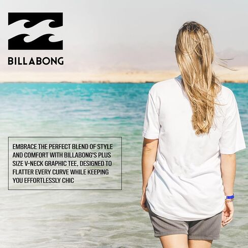 Billabong Plus Size Graphic Tees for Women - V Neck Womens Plus Size T Shirts, Oversized Plus Size Summer Tops for Women in Saudi Arabia