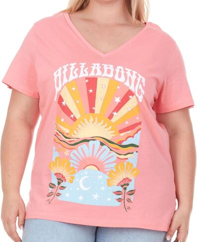 Billabong Plus Size Graphic Tees for Women - V Neck Womens Plus Size T Shirts, Oversized Plus Size Summer Tops for Women in Saudi Arabia