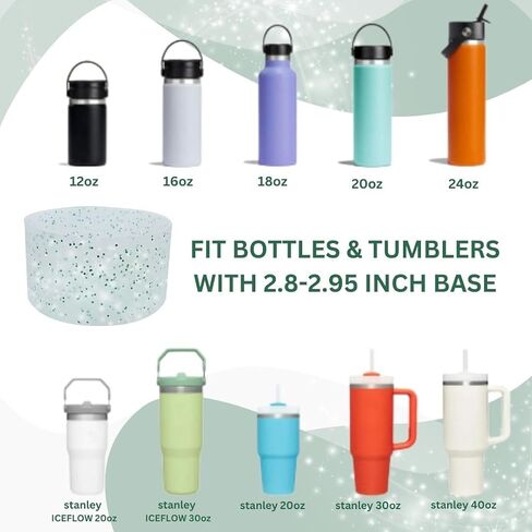 Glitter Silicone Sleeve/Boot for Stanley Cup Protector 20oz-40oz & Anti-Slip BPA Free Bottom Cover Bumper for Sport Bottles & Stanley Cup Accessories (Clear W/Purple & Silver Glitter) in Saudi Arabia