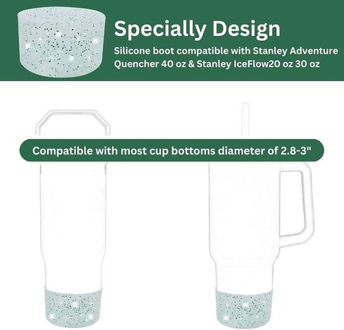 Glitter Silicone Sleeve/Boot for Stanley Cup Protector 20oz-40oz & Anti-Slip BPA Free Bottom Cover Bumper for Sport Bottles & Stanley Cup Accessories (Clear W/Purple & Silver Glitter) in Saudi Arabia