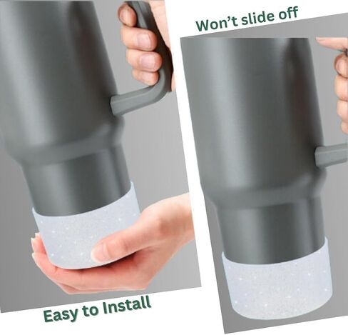 Glitter Silicone Sleeve/Boot for Stanley Cup Protector 20oz-40oz & Anti-Slip BPA Free Bottom Cover Bumper for Sport Bottles & Stanley Cup Accessories (Clear W/Purple & Silver Glitter) in Saudi Arabia