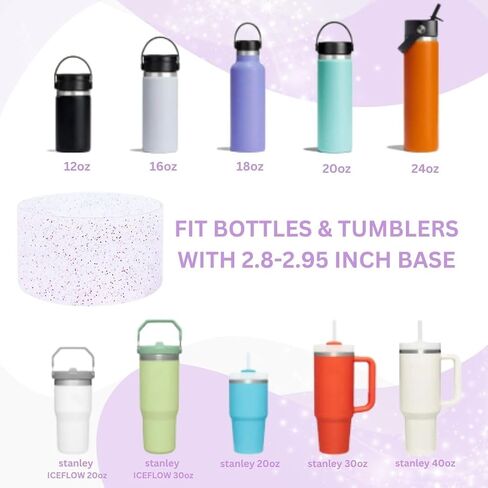 Glitter Silicone Sleeve/Boot for Stanley Cup Protector 20oz-40oz & Anti-Slip BPA Free Bottom Cover Bumper for Sport Bottles & Stanley Cup Accessories (Clear W/Purple & Silver Glitter) in Saudi Arabia