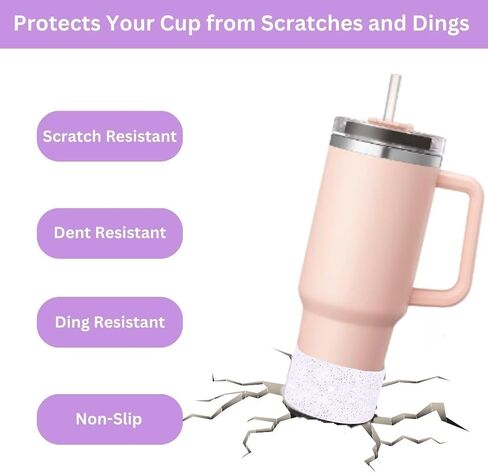 Glitter Silicone Sleeve/Boot for Stanley Cup Protector 20oz-40oz & Anti-Slip BPA Free Bottom Cover Bumper for Sport Bottles & Stanley Cup Accessories (Clear W/Purple & Silver Glitter) in Saudi Arabia