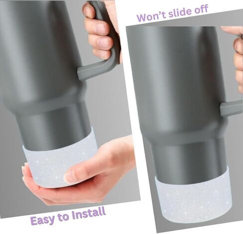 Glitter Silicone Sleeve/Boot for Stanley Cup Protector 20oz-40oz & Anti-Slip BPA Free Bottom Cover Bumper for Sport Bottles & Stanley Cup Accessories (Clear W/Purple & Silver Glitter) in Saudi Arabia