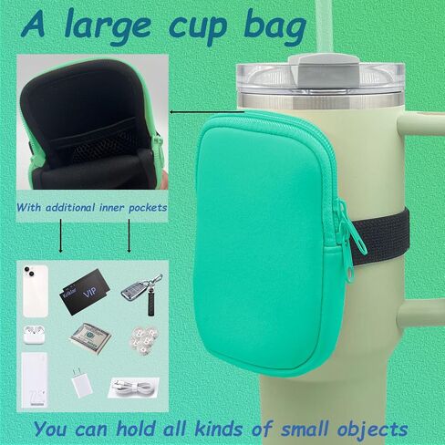 Water Bottle Pouch for Stanley Quencher Adventure 40oz & Stanley IceFlow 20oz 30oz, Stanley Cup Bag for Women Stanley Tumbler Pocket for Gym, Walking, Running, Sports Accessories (Grey) in Saudi Arabia
