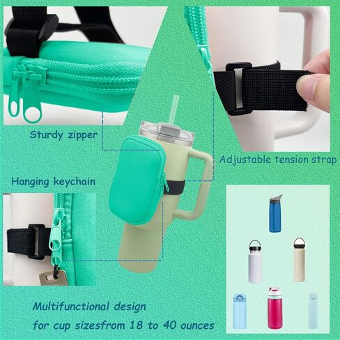 Water Bottle Pouch for Stanley Quencher Adventure 40oz & Stanley IceFlow 20oz 30oz, Stanley Cup Bag for Women Stanley Tumbler Pocket for Gym, Walking, Running, Sports Accessories (Grey) in Saudi Arabia