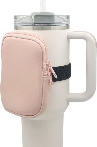 Water Bottle Pouch for Stanley Quencher Adventure 40oz & Stanley IceFlow 20oz 30oz, Stanley Cup Bag for Women Stanley Tumbler Pocket for Gym, Walking, Running, Sports Accessories (Grey) in Saudi Arabia