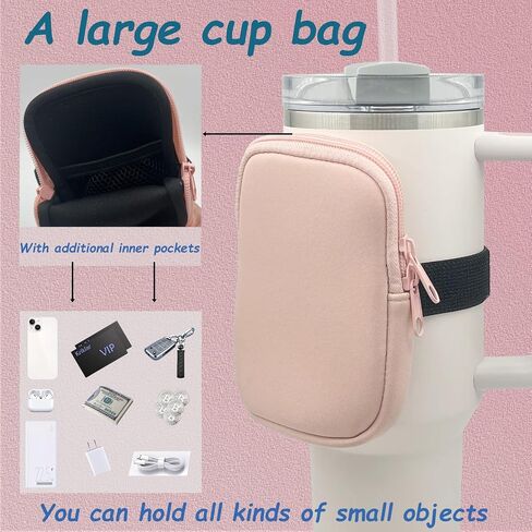 Water Bottle Pouch for Stanley Quencher Adventure 40oz & Stanley IceFlow 20oz 30oz, Stanley Cup Bag for Women Stanley Tumbler Pocket for Gym, Walking, Running, Sports Accessories (Grey) in Saudi Arabia