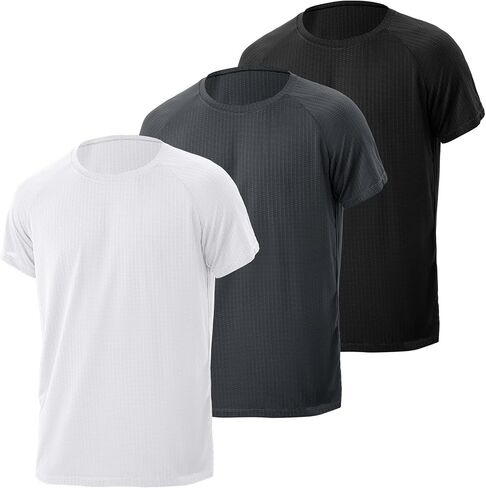 قمصان رياضية للرجال من Yuerlian للتمارين الرياضية ماصة للرطوبة وأكمام قصيرة شبكية in Kuwait