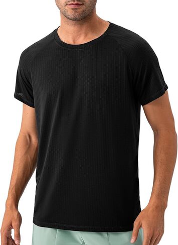 قمصان رياضية للرجال من Yuerlian للتمارين الرياضية ماصة للرطوبة وأكمام قصيرة شبكية in Kuwait